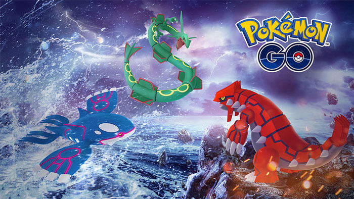 Legendariska Pokémon Kyogre och Groudon återvänder till Raid Battles tillsammans med Rayquaza.